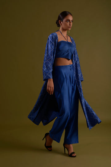 UDU Blue Co-ord With Printed Jacket