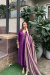Meher Jamuni Chanderi Silk Kalidaar Kurta Set with Zardozi Embroidery and Tissue Dupatta