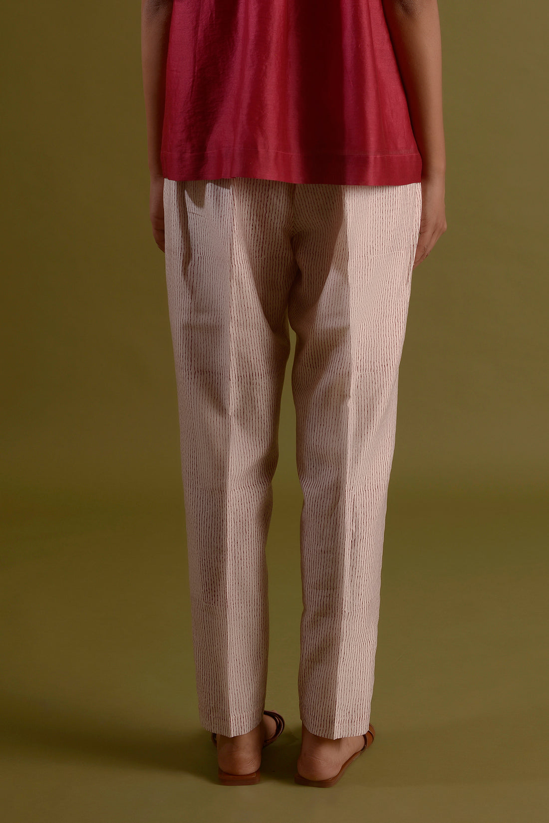 GUL PANT Chanderi Silk Block Printed Straight Pant