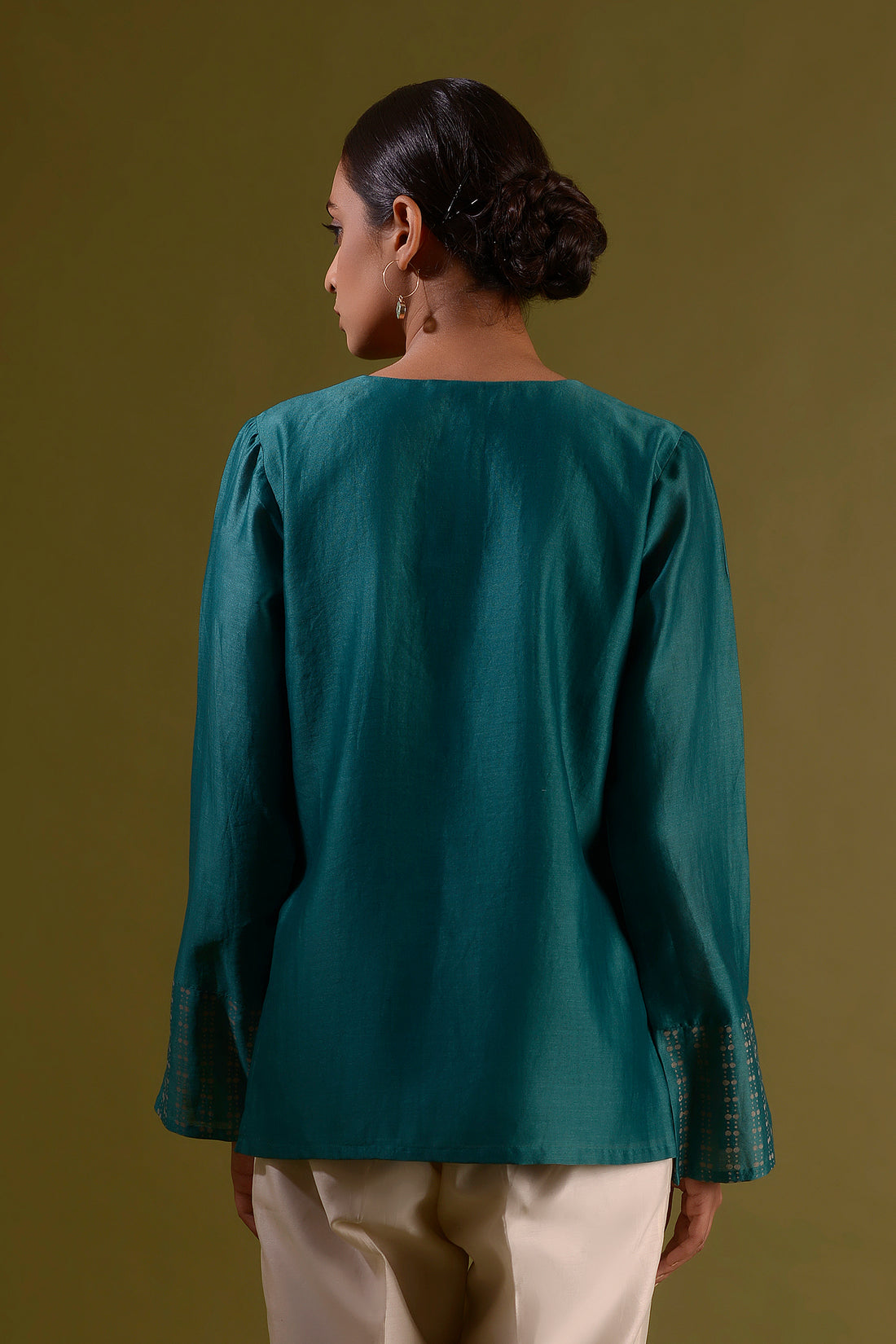 LAGHAVI Teal Green Printed Panel Top